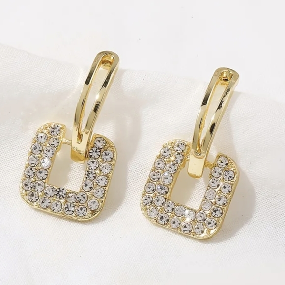 Jewelry - Fashion Square Inlaid Rhinestones Drop Dangle Earrings